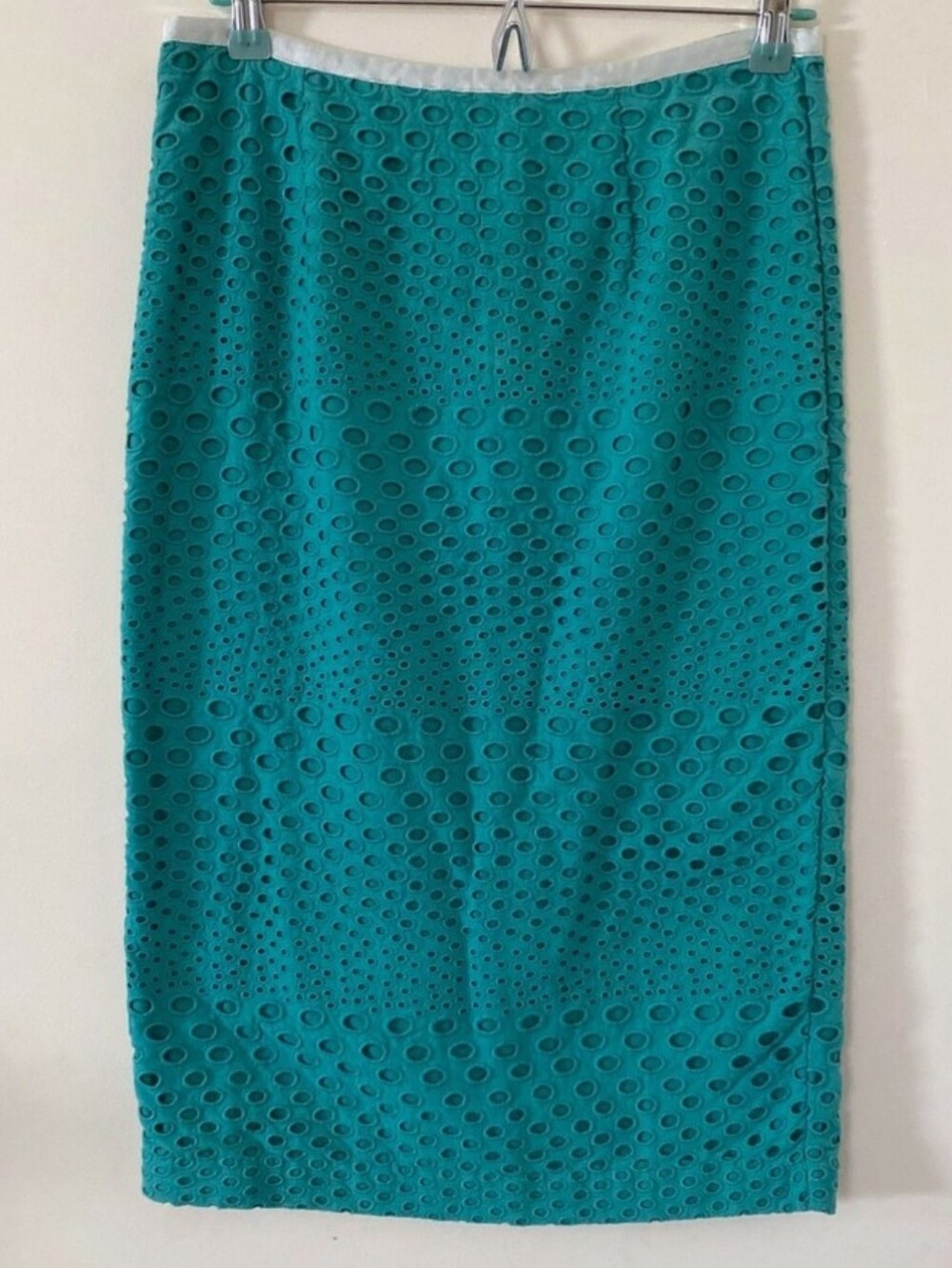 Boden Blue Cotton Circle Eyelet Mini Pencil Skirt
